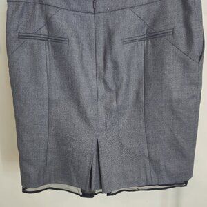 Ann Taylor LOFT Grey Wool Pencil Skirt with Black Tuille Hem